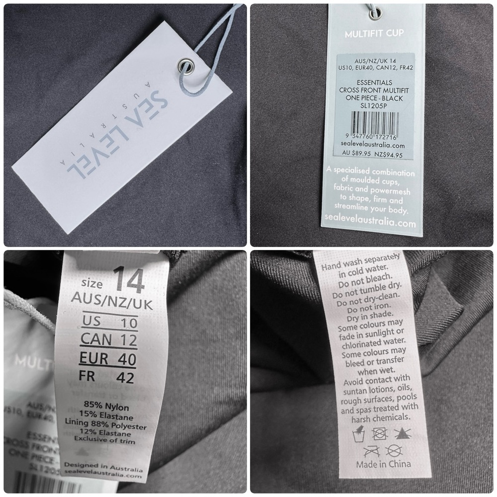 Nwt Sea Level One Piece Swimsuit Twist Top Ruched Sz 10 - Picture 12 of 13